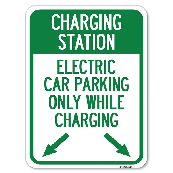 Charging Station Electric Car Parking Only While Charging with Left and Right Down Po, A-1824-24282